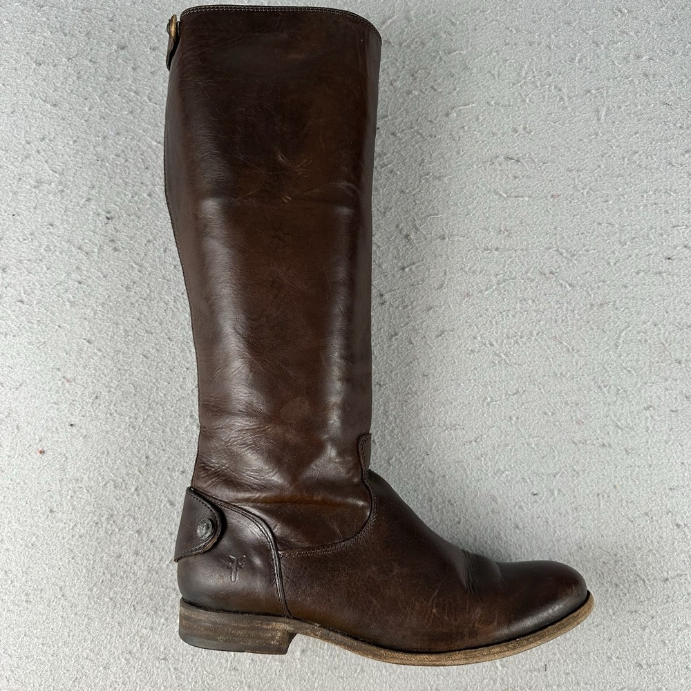 Frye Melissa Button Back Zip Leather Riding Boots Brown Sz. 8 B Womens - Picture 4 of 16